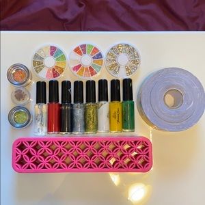 Nail art supplies & brush holder
